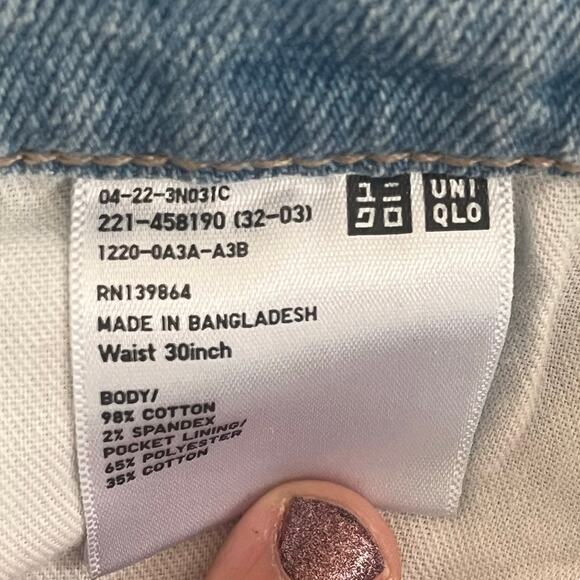 Women's Uniqlo Light Blue Slim Flared High Rise Frayed Hem Jeans Sz 10 - Picture 7 of 8